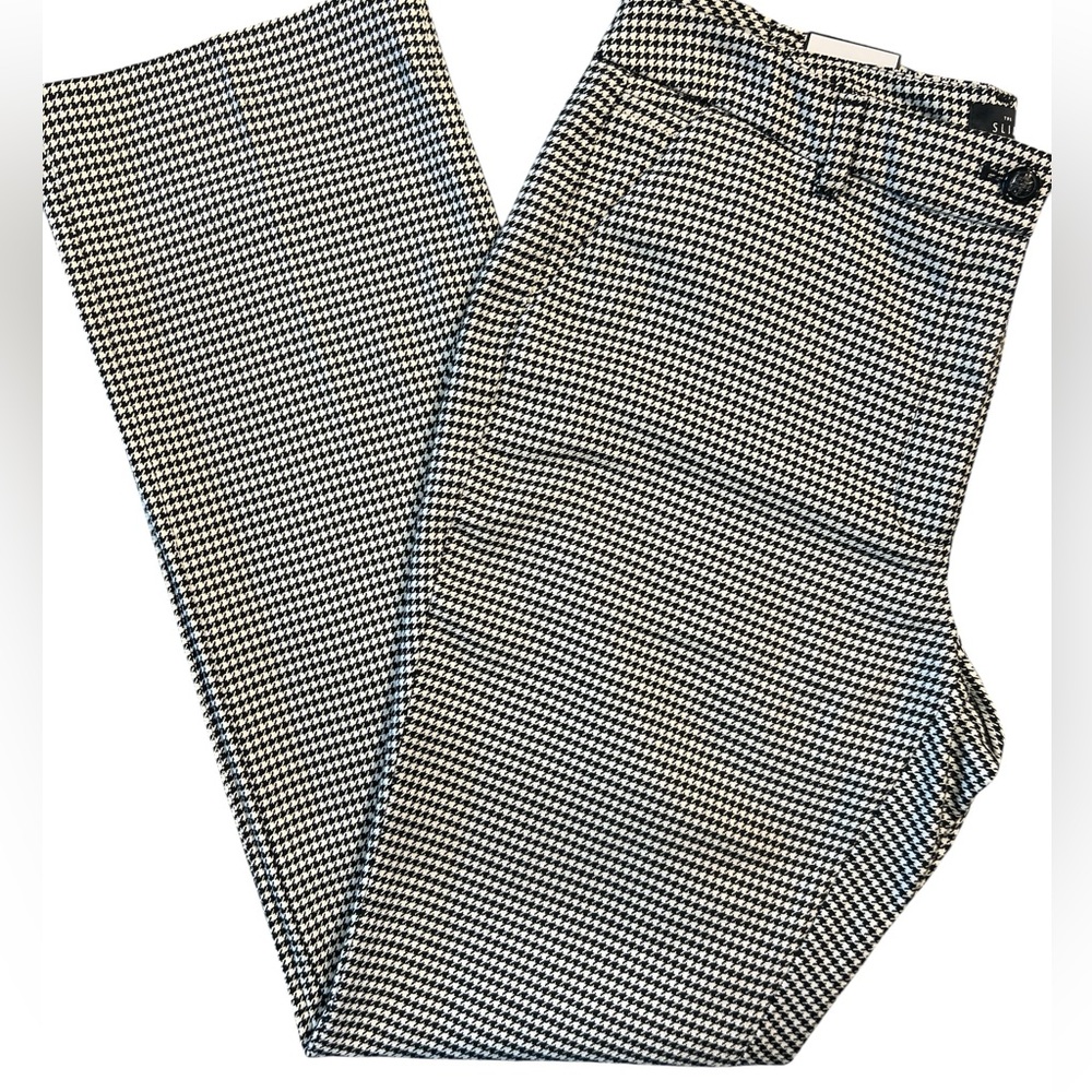 White House Black Market The Slim Black and White Checkered Pants Size 14 NEW